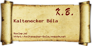 Kaltenecker Béla névjegykártya