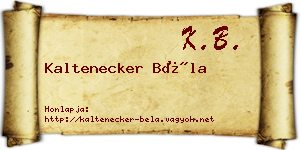 Kaltenecker Béla névjegykártya